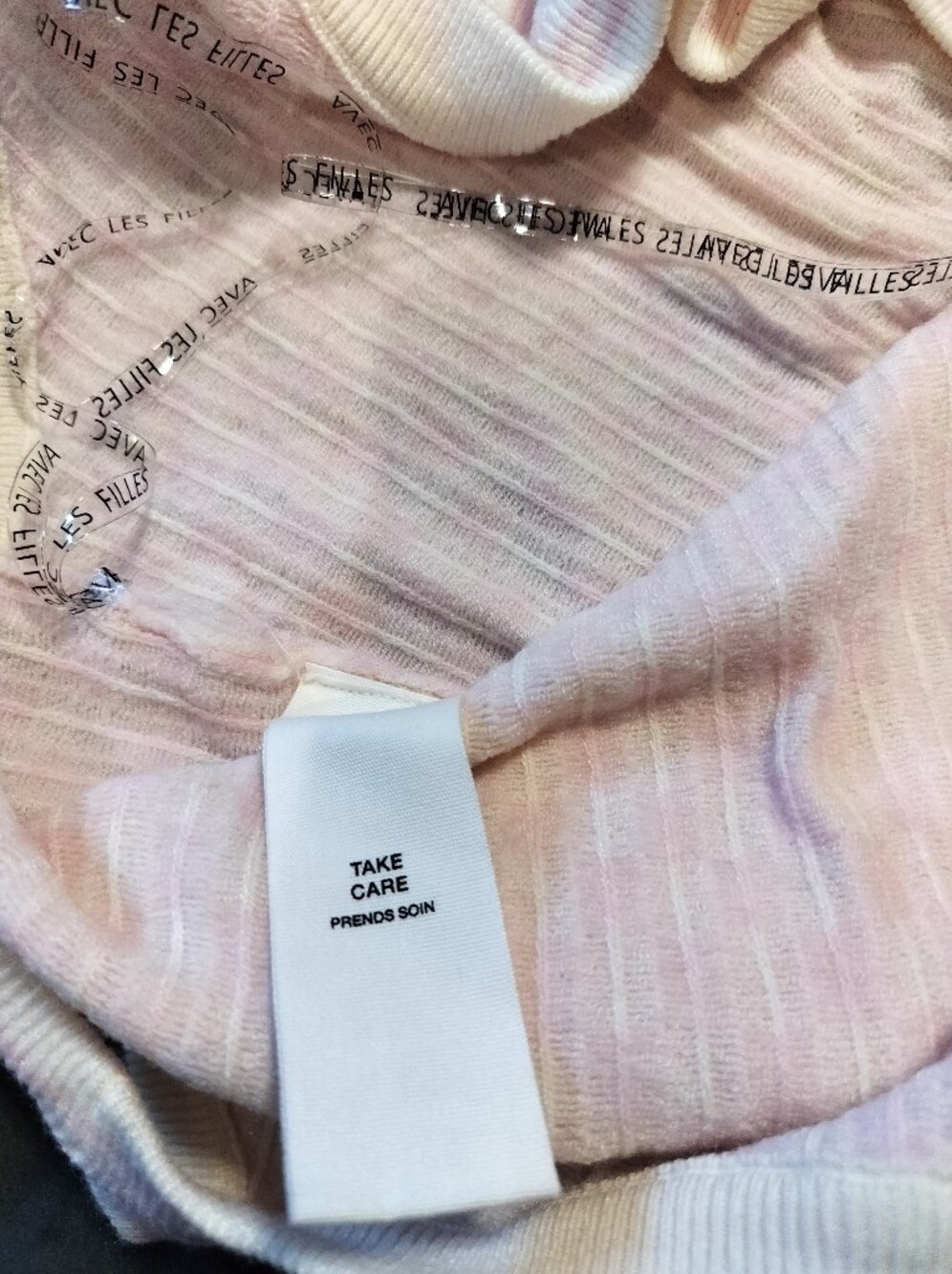 NWT Avec Les Filles Pale Pink And Cream Checker Knit Tank - Medium/Large - Picture 9 of 10